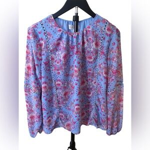 Wayf Blue and Pink Floral Blouse